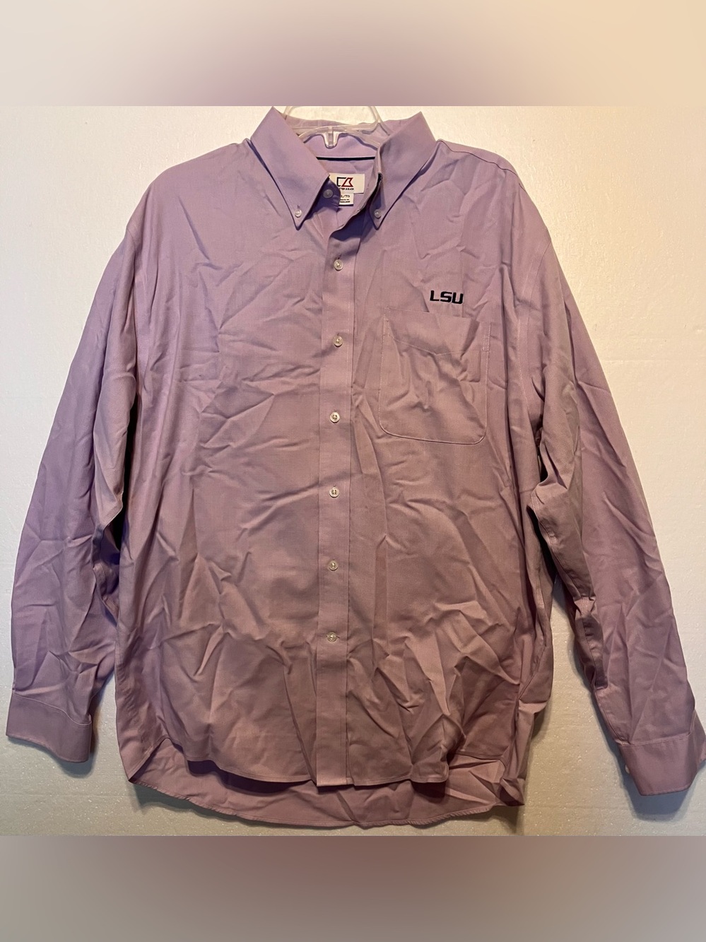 LSU Men's XXL Button-Down Oxford Shirt - Light Purple